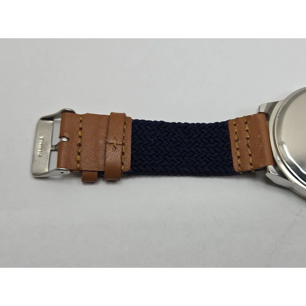 Mens Breda Bespoke Post 44mm Classic Watch Silver Tone Minimalist New Battery